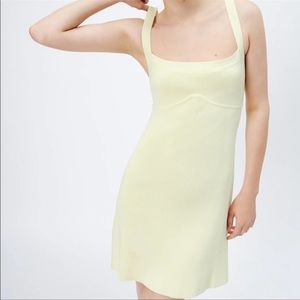 Zara Yellow Knitted Sleeveless Casual Dress Size L NWT